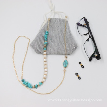 New fashion Design  Turquoise Gravel Stones Customize Your Word FaceMask Chain SunGlasses Holder Eyeglass Chain